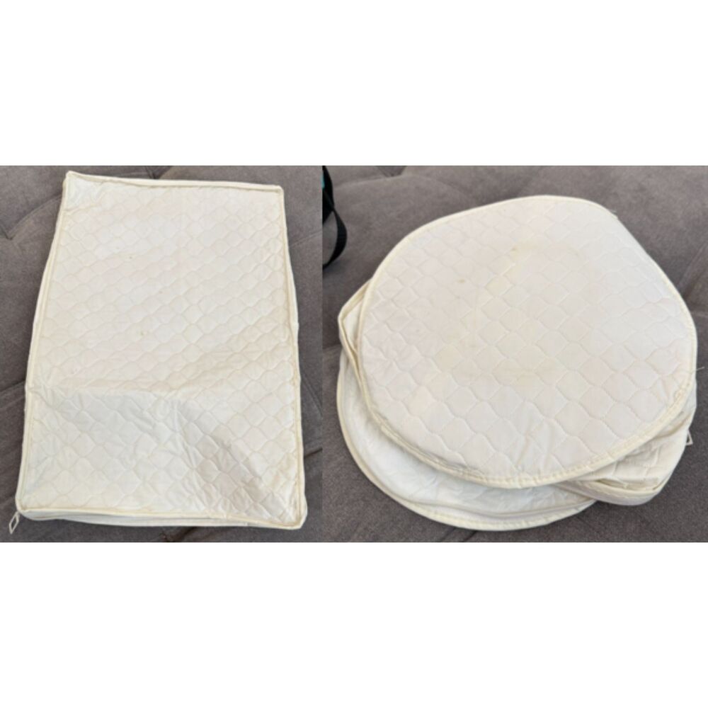 Set of 2 Vintage China Quilted Vinyl Dinnerware Storage Rectangle and Circle